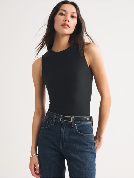 Abercrombie & Fitch Black Sleeveless High-Neck Bodysuit